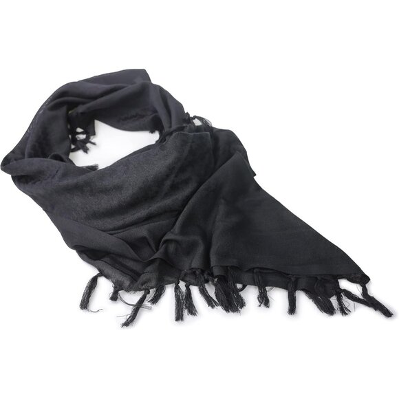 Men Black/Beige 2pack Military Shemagh Tactical Desert Cotton Kefiyeh Scarf Wrap - Picture 2 of 8